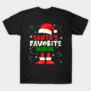 Santa's Favorite Nurse Funny Family Pajamas Christmas T-Shirt